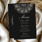 Elegant Mandala Indian Boho Black Wedding Menu