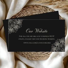 Elegant Mandala Indian Boho Black Wedding Website Begleitkarte