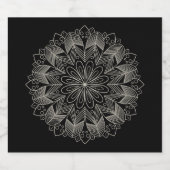 Elegant Mandala Indian Boho Chic Black Wedding Alkoholflaschenetikett (Einzelnes Label)