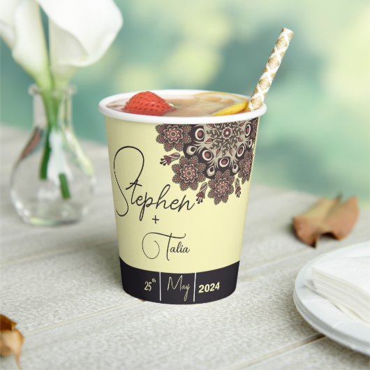 Elegant Mandala-Inspiriert Hochzeit Pappbecher (In Situ)