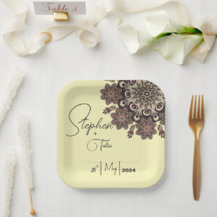 Elegant Mandala-Inspiriert Hochzeit Pappteller