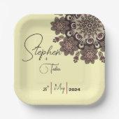 Elegant Mandala-Inspiriert Hochzeit Pappteller (Vorderseite)