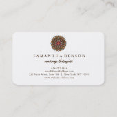 Elegant Mandala Lotus Blume Massage Therapist Visitenkarte (Rückseite)