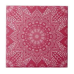 Elegant Mandala Magenta Pink Fliese
