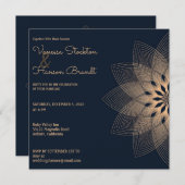 Elegant Mandala on Blue Einladung (Vorne/Hinten)