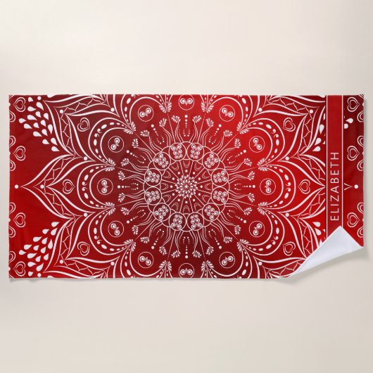 Elegant Mandala Red Strandtuch (Vorderseite)