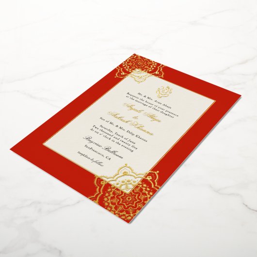 Elegant Mandala und Ganesh Indianerhochzeit Folieneinladung (Gedreht)