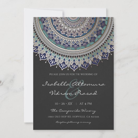 Elegant Mandala Wedding Einladungen (Vorderseite)