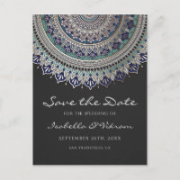 Elegant Mandala Wedding Save the Date Postcards