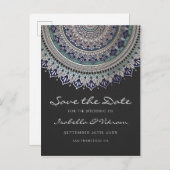 Elegant Mandala Wedding Save the Date Postcards Ankündigungspostkarte (Vorne/Hinten)