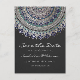 Elegant Mandala Wedding Save the Date Postcards Ankündigungspostkarte