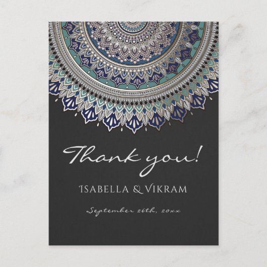 Elegant Mandala Wedding Vielen Dank Postkarten (Vorderseite)