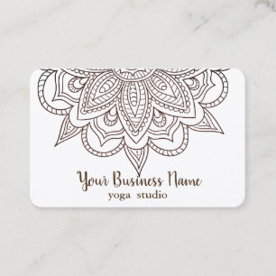 Elegant Mandala White Chic Classy Yoga Instructor Visitenkarte