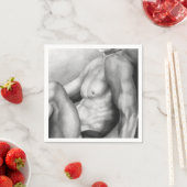 Elegant Männliche Kohle Zeichnend Maskuline Kunst Serviette (Beispiel)