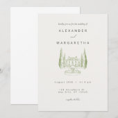 Elegant Manor Hochzeit Einladung (Vorne/Hinten)