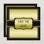 Elegant Man's Gold & Black Birthday Save The Date (Vorne/Hinten)