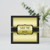 Elegant Man's Gold & Black Birthday Save The Date (Stehend Vorderseite)