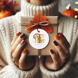 Elegant Manuscript Thanks Autumn Fall Foliage Geschenkanhänger