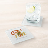 Elegant Manuscript Thanks Autumn Fall Foliage Glasuntersetzer (Schrägansicht)