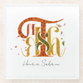 Elegant Manuscript Thanks Autumn Fall Foliage Glasuntersetzer (Vorderseite)