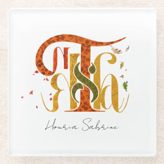 Elegant Manuscript Thanks Autumn Fall Foliage Glasuntersetzer (Vorderseite)