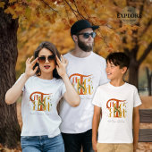 Elegant Manuscript Thanks Autumn Fall Foliage Kids T-Shirt
