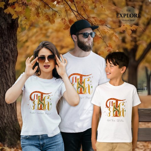 Elegant Manuscript Thanks Autumn Fall Foliage Kids T-Shirt