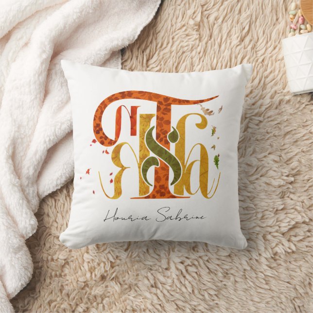 Elegant Manuscript Thanks Autumn Fall Foliage Kissen (Decke)