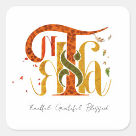 Elegant Manuscript Thanks Autumn Fall Foliage Quadratischer Aufkleber