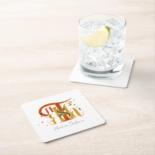 Elegant Manuscript Thanks Autumn Fall Foliage Rechteckiger Pappuntersetzer (Vor Ort)