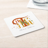 Elegant Manuscript Thanks Autumn Fall Foliage Rechteckiger Pappuntersetzer (angewinkelt)