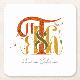 Elegant Manuscript Thanks Autumn Fall Foliage Rechteckiger Pappuntersetzer