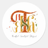 Elegant Manuscript Thanks Autumn Fall Foliage Runder Aufkleber (Vorderseite)