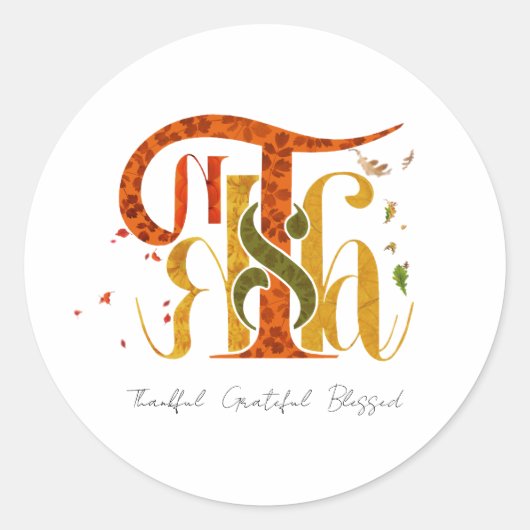 Elegant Manuscript Thanks Autumn Fall Foliage Runder Aufkleber (Vorderseite)