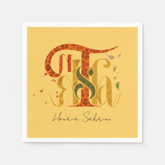 Elegant Manuscript Thanks Autumn Fall Foliage Serviette (Vorderseite)