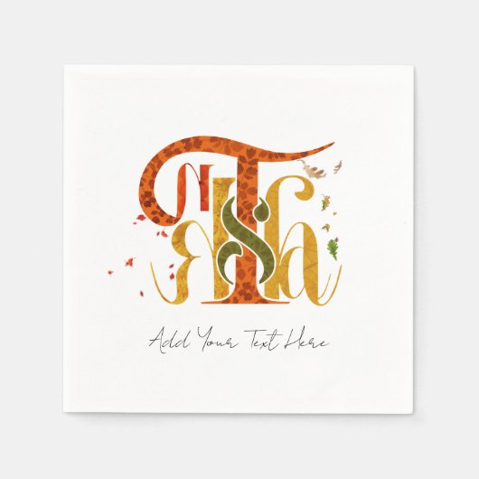 Elegant Manuscript Thanks Autumn Fall Foliage Serviette (Vorderseite)