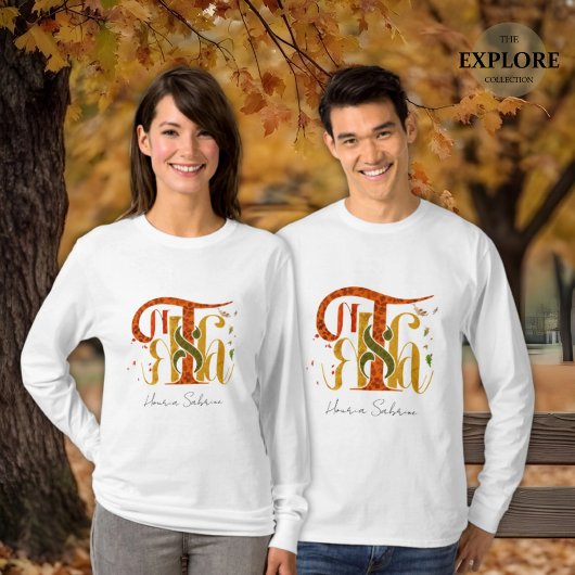 Elegant Manuscript Thanks Autumn Fall Foliage T-Shirt