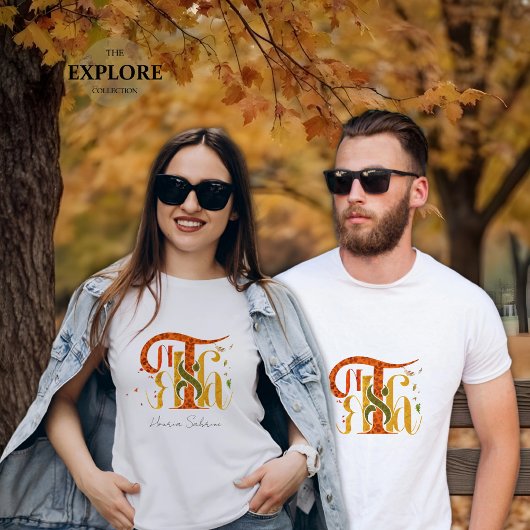 Elegant Manuscript Thanks Autumn Fall Foliage T-Shirt