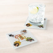 Elegant Manuscript Thanks Autumn Foliage Photos Glasuntersetzer (Schrägansicht)