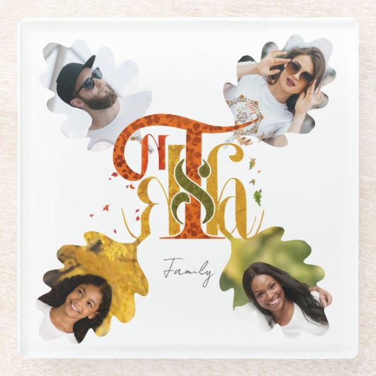 Elegant Manuscript Thanks Autumn Foliage Photos Glasuntersetzer (Vorderseite)