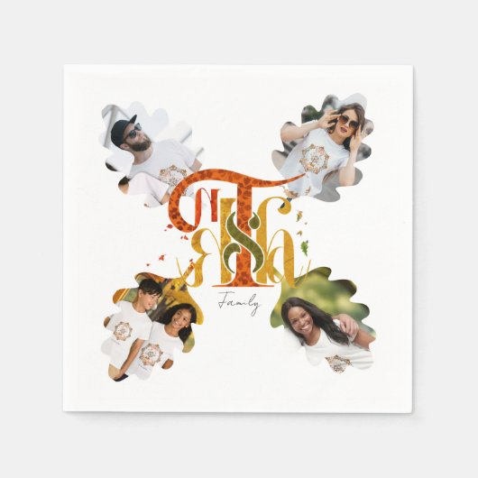 Elegant Manuscript Thanks Autumn Foliage Photos  Serviette (Vorderseite)