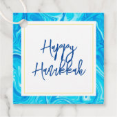 Elegant Marbelized Paint Holiday HAPPY HANUKKAH Geschenkanhänger (Vorderseite)