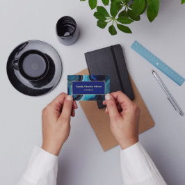 Elegant Marble Agate Dark Blue Gold Swirl Visitenkarte