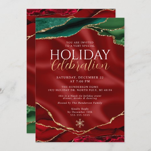 Elegant Marble Agate Einladung (Vorne/Hinten)