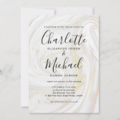 Elegant Marble Agate Signature Script Wedding Einladung (Vorderseite)