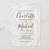 Elegant Marble Agate Signature Script Wedding Einladung (Vorne/Hinten)