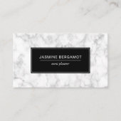 Elegant Marble Black and White Event Planner Visitenkarte (Vorderseite)