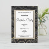 ELEGANT MARBLE BLACK GOLD PATTERN GEBURTSTAG EINLADUNG (Stehend Vorderseite)