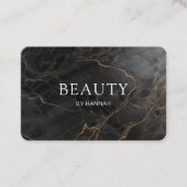 Elegant Marble Black-Gold Salon QR Code Visitenkarte (Vorderseite)