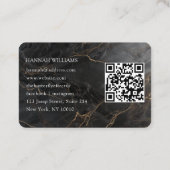 Elegant Marble Black-Gold Salon QR Code Visitenkarte (Rückseite)